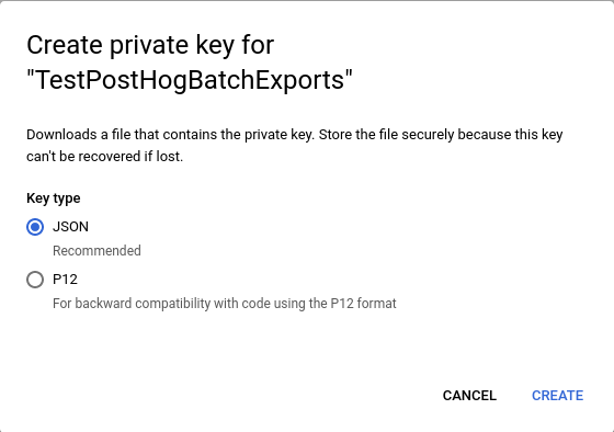 Create JSON private key